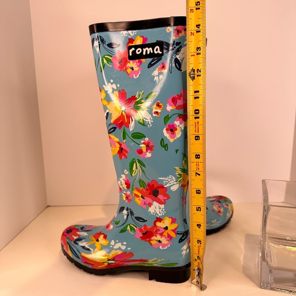 Roma Boots Emma Floral Sadie Robertson Tall Flower Rainboots Wellies Women's 5 - Picture 9 of 11